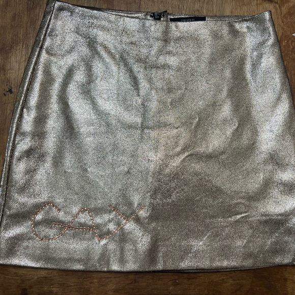 Upcycled Forever 21 skirt more fabulous w/ the hand stitched “gay” in rose gold - Picture 4 of 5